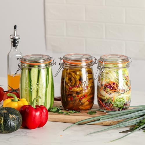 Anwoi 32 oz Wide Mouth Glass Storage Jars, 4 Pack