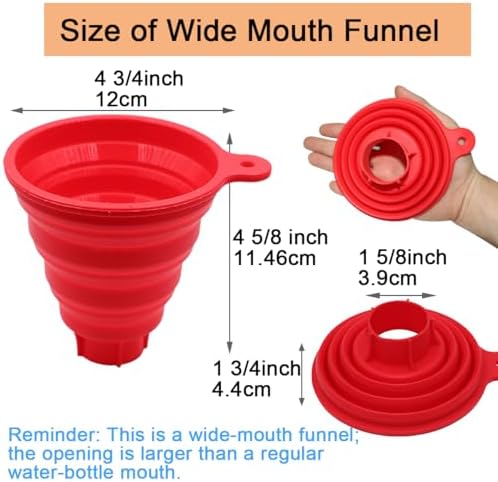 KongNai Silicone Collapsible Wide Mouth Funnel for Jars, Foldable