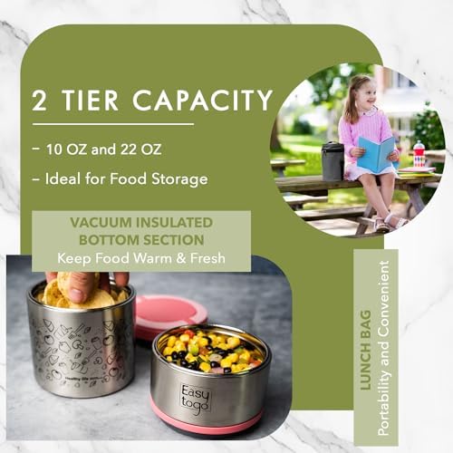 Easy Togo 2-Tier Stainless Steel Lunch Box, 32oz