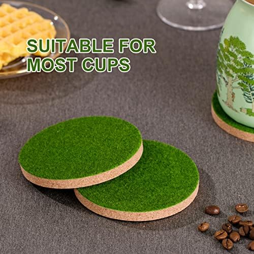 Lawn Drink Coasters Set of 4, Decor Turf Football Coasters Sports Fan