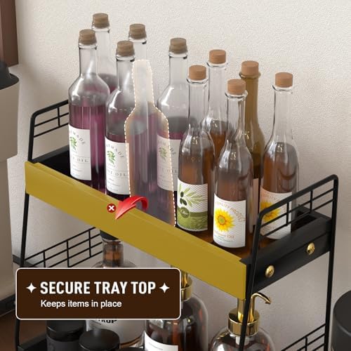 Coffee Bar Station Organizer with Drawer, 2-Tier Countertop Shelf