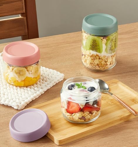 9 Pack Overnight Oats Containers with Lids, Large & Small Glass Mason