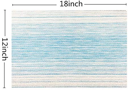 WAZAIGUR Placemats Set of 4, Woven Vinyl Table Placemats, Blue with