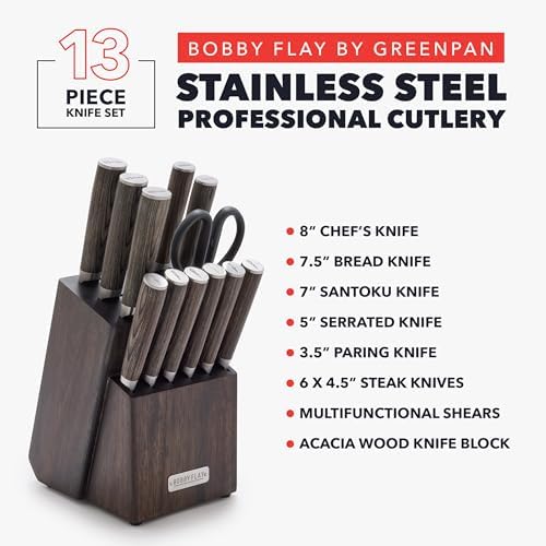 GreenPan x Bobby Flay 13-Piece Stainless Steel Knife Block Set