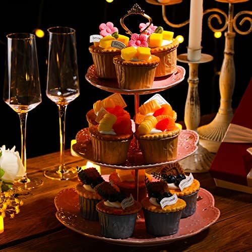 Tanlade 2 Pcs Porcelain Cupcake Stand 3 Tier Serving Tray Dessert