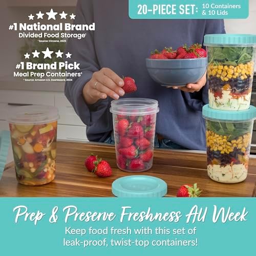 Bentgo Prep - 20 Piece 32 fl oz Leak-Proof Deli Containers with Lids