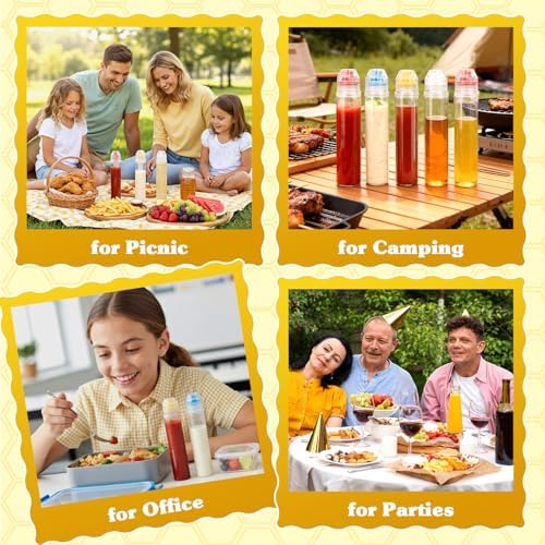 5 Pack Honey Plastic Bottles Mini Squeeze Containers Jars for Sauces