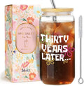 Funny 30th Birthday Drinking Glass Cup with Lids and Straw Gifts for