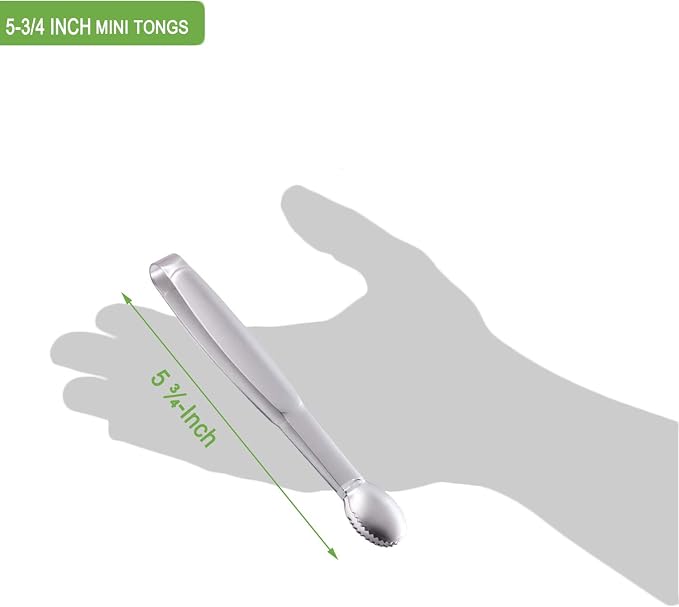 HINMAY Mini Tongs 5-3/4 Inch Stainless Steel Small Serving Tongs, Tiny Kitchen - Image 6