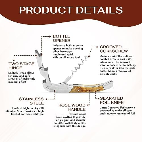 The Wine Chic Premium Professional Corkscrew Wine Opener with Elegant