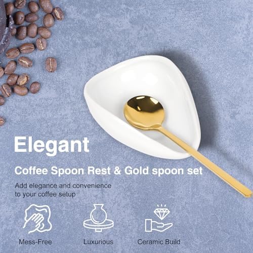 Elegant Ceramic Spoon Rest for Kitchen & Coffee Bar - FEUNLEM Utensil