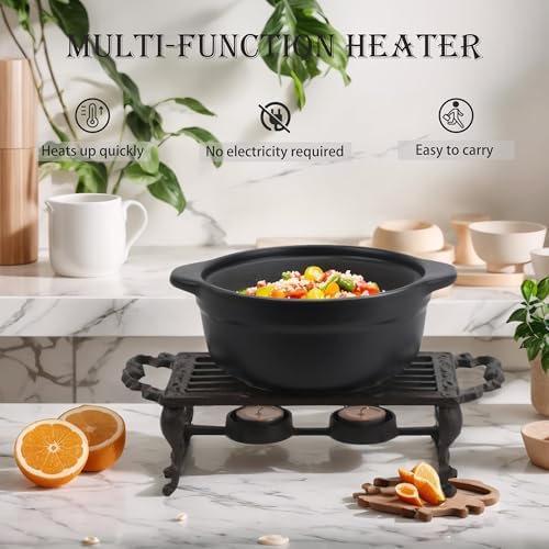 Cast Iron Teapot Warmer, Durable Tea Pot Warmer with 2 Tealight