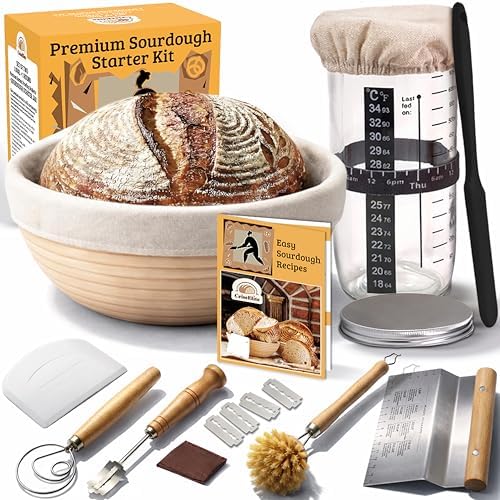 Sourdough Starter Kit with 9" Banneton Basket and 24oz Jar