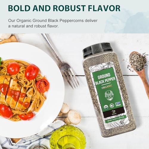 Soeos Pink Salt 39 Oz and Organic Ground Black Pepper 18oz