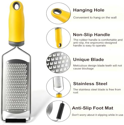 Cheese Grater & Lemon Zester,Stainless Steel Hand Grater for Ginger