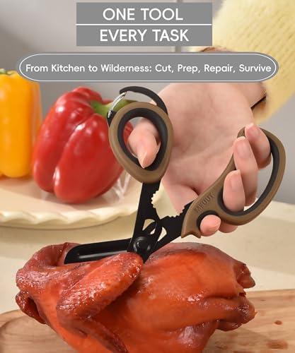 MEUUT All Purpose Scissors 2 PCS with Carabiner for Kitchen Outdoor