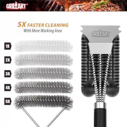 GRILLART Grill Brush and Scraper,18'' Deluxe Adjustable Handle BBQ