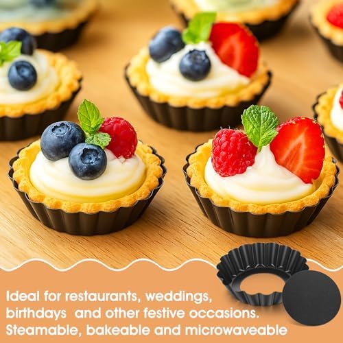 32 Pcs Mini Tart Pans Egg Tart Molds with Removable Bottom Round