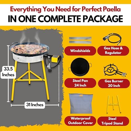 Paelluxe Paella Burner Stand & Regulator Set with 24 Inch Pan- 20