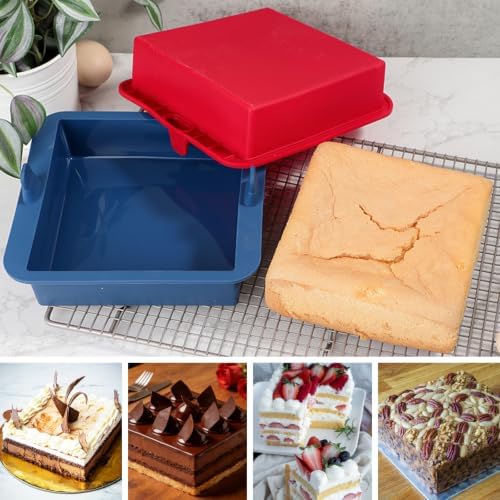 Webake 6 inch Air Fryer Square Cake Pan, Nonstick Platinum Silicone