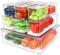 POMEAT 10 Pack Fridge Organizer, Stackable Refrigerator Organizer Bins with Lids, Produce Fruit Storage Containers for Storage Clear for Food, Drinks, Vegetable Storage