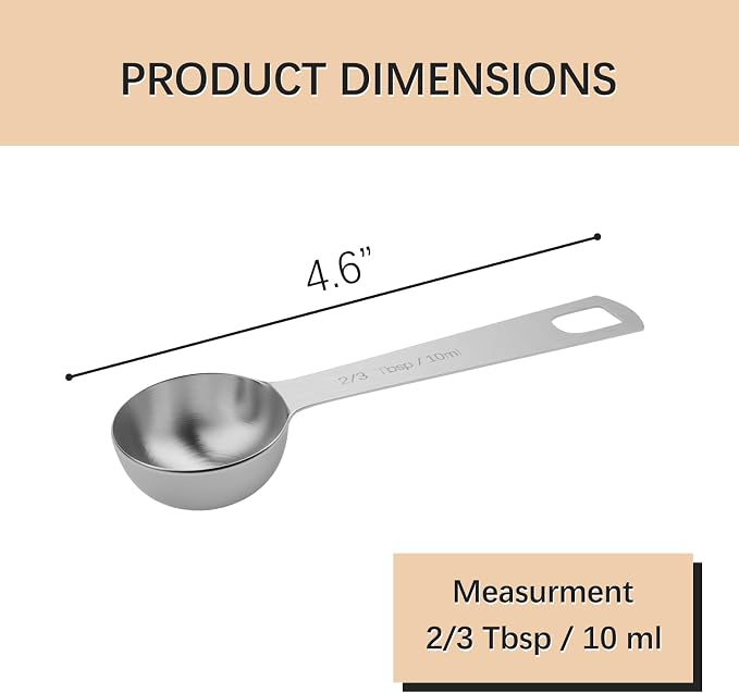 1PCS 2/3tbsp Single Measuring Spoon, Stainless Steel Individual Teaspoons Only - Image 2
