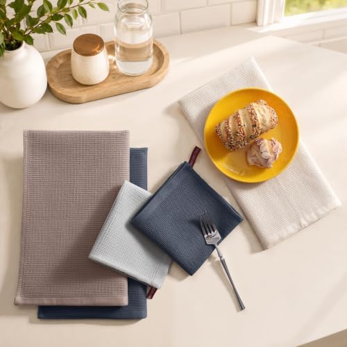 Homaxy 100% Cotton Kitchen Towels and Dishcloths Set - 8 Pack Waffle