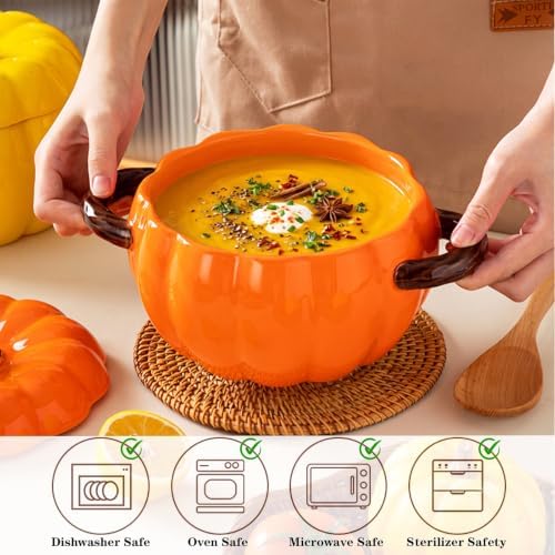 Dutch Oven Pot with Lid, Pumpkin Pottery Dessert Saucepan, Mini Baking