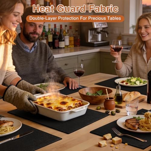 Linen Fabric Placemats Set of 6, Machine Washable, Heat Resistant