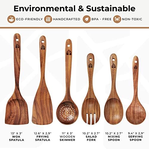 Wooden Spatula and Spoon Cooking Utensil Set