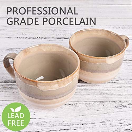 Bosmarlin Large Ceramic Coffee Mug Set of 2, Stoneware Jumbo Latte
