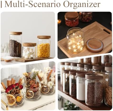 Glass Jars with Airtight Wood Lids - 57 OZ Large Tall Kitchen Pantry
