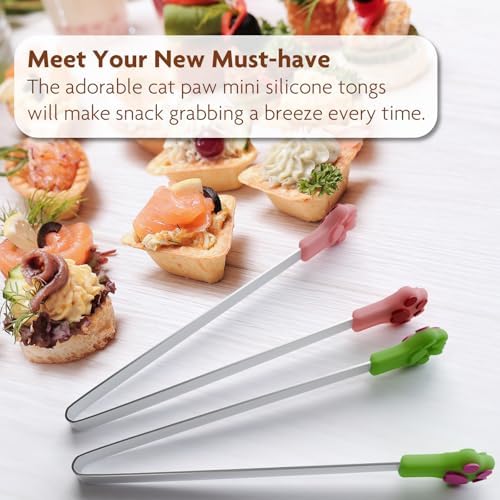8PCS Silicone Mini Tongs, Cat Paw Shape