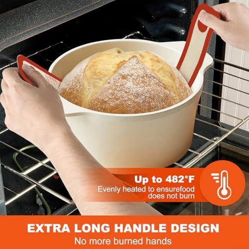 PLAPITATE Silicone Bread Sling for Dutch Oven, 2 Red Set