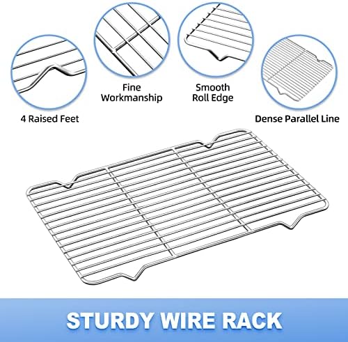 Baking Sheet with Wire Rack Set, Stainless Steel Cookie Sheet Baking