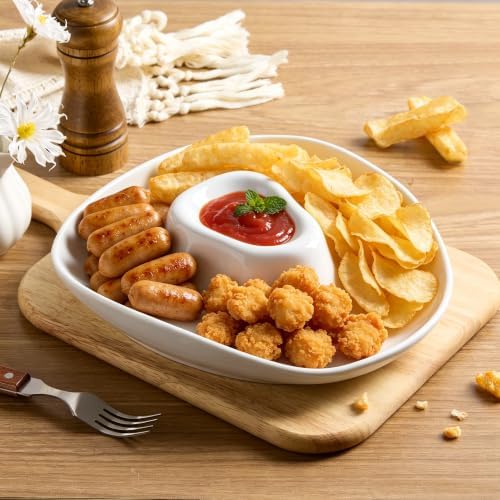 Ceramic Cowboy Hat Chip and Dip Serving Tray, 10 Inch White Porcelain
