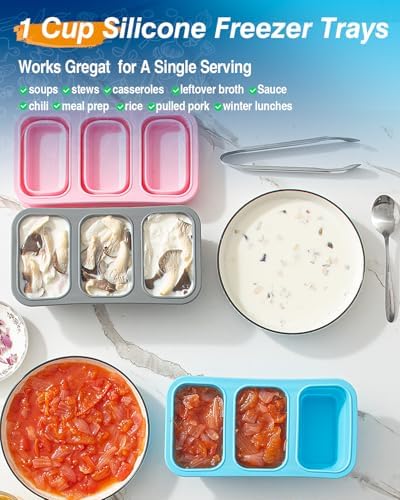 Silicone Freezer Trays With Lid, 2 Pack Collapsible Silicone Freezer