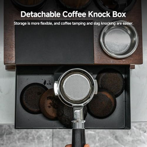 Espresso Tamping Station with Knock Box, 8-in-1 Wooden Coffee