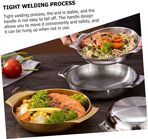 Double Handle Stainless Steel Paella Pan for Home Kitchen Use