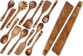 13-Piece Teak Wood Utensil Set with 12-Inch Spatulas