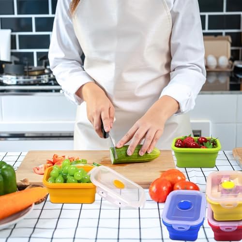 5 Pack Collapsible Silicone Food Storage Containers with
