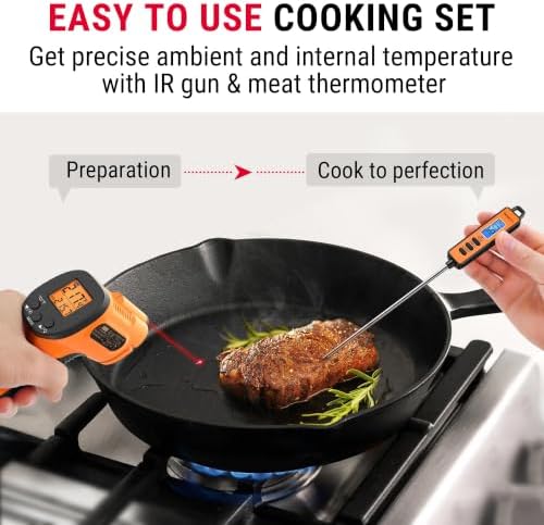 TempPro TempScan Infrared Thermometer Gun with Meat Probe
