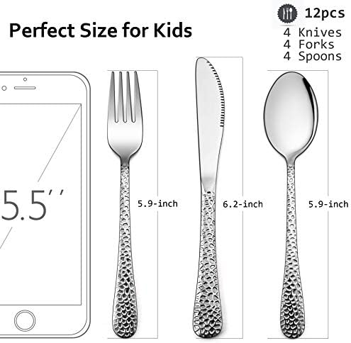 LIANYU 12-Piece Kids Utensils Silverware Set, Stainless Steel Toddler