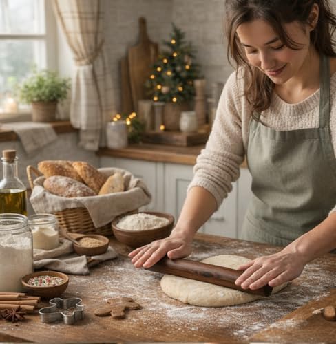 10.6 Inch Straight Rolling Pin – Smooth & Balanced Cute Wooden Dough