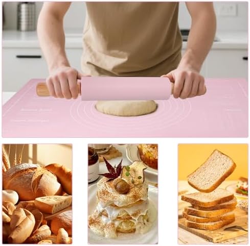 3Pcs Silicone Rolling Pin for Baking Sets,15Inch Pastry Dough Roller