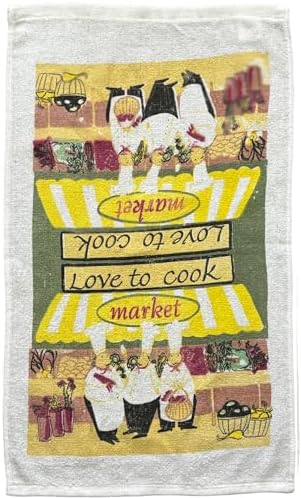 100% Cotton Printed Kitchen Linen Set of 5, 2 Kitchen Towels, 2