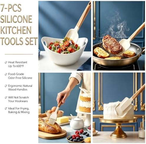 7 Piece Silicone Spatula Set, Food Grade Rubber Spatula with Packaging