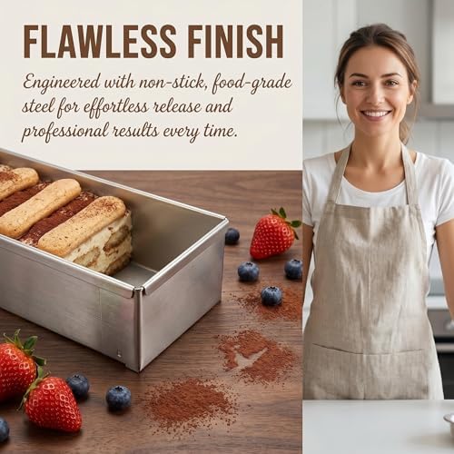 2 Pcs Tiramisu Pan Stainless Steel Rectangle Cake Pan Set with Acrylic