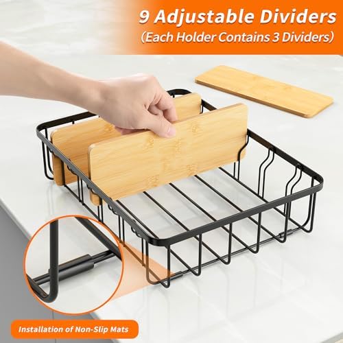 3-Pack Adjustable Lid Organizers - Large Kitchen Cabinet Organizer for