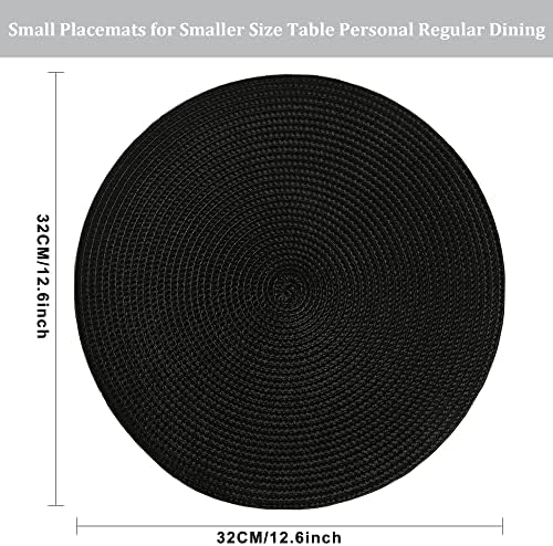 Round Braided Placemats Set of 6, 12.6 Inch Small Circle Place Mats